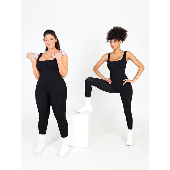 Popilush Black Seamless Shapewear Tank Jumpsuit Size M NWT/NEW Sculpting Fit - Picture 4 of 16